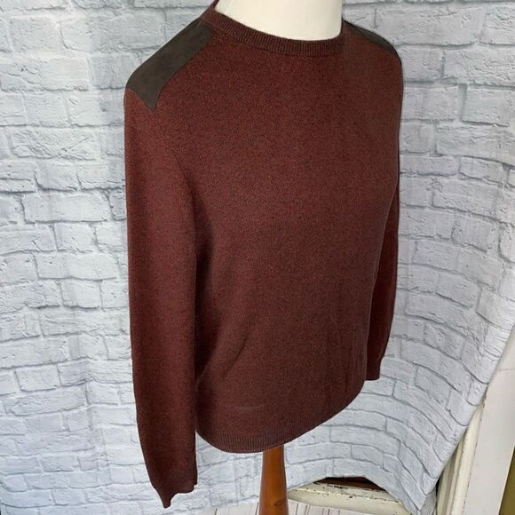 Tasso Elba men M cotton blend Longsleeve Crewneck sweater w/shoulder patch - Picture 3 of 10